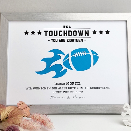 personalisiertes Geldgeschenk zum Geburtstag - Motiv Touchdown