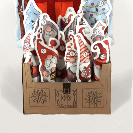 Jogurette Adventskalender Wichtel, Bastelbögen zum Ausdrucken