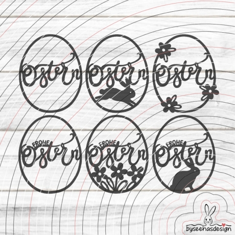 6 Ostereier Plotterdatei SVG DXF