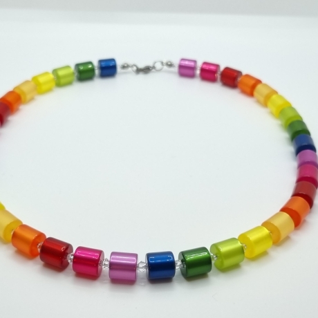 Kette Regenbogen Bunt Polaris Walzen Crystal (602)