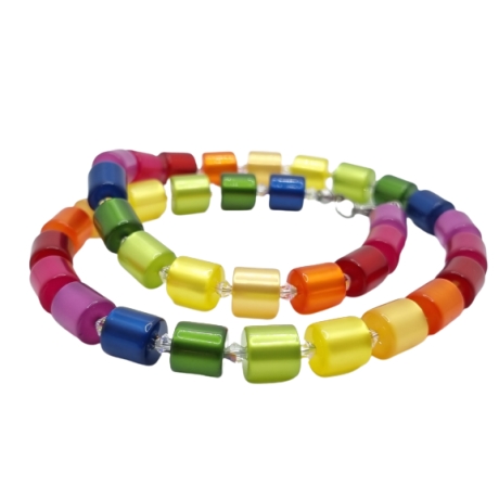 Kette Regenbogen Bunt Polaris Walzen Crystal AB (602)