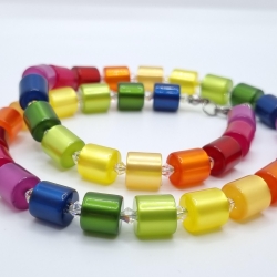 Kette Regenbogen Bunt Polaris Walzen Crystal AB (602)