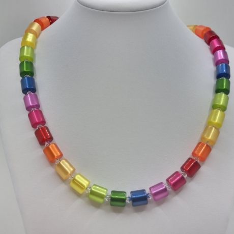 Kette Regenbogen Bunt Polaris Walzen Crystal AB (602)