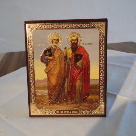 Ikone  Petrus und Paulus, 10 x 12 cm, Holz, # 604