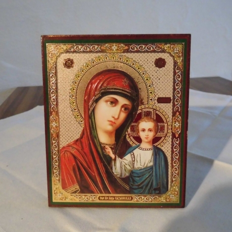 Ikone  Mutter Gottes von Kasan, 10 x 12 cm, Holz