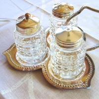 Vintage♥Tischmenage mit Silberauflage♥aus den 60er Jahren♥