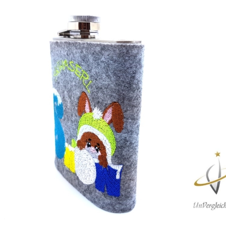 Flachmannhülle * Skihaserl * Hülle Flachmann Filz Skifahren