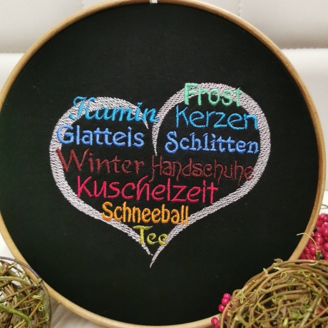 Winterherz 3x Stickdatei Wortwolke Herz Winter stickdirwas