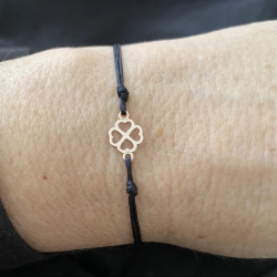 Armband  Kleeblatt  925 rosevergoldetes Silber Makramee