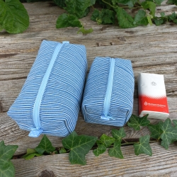 Gestepptes Boxy Täschchen Blau-Weiß gestreift klein | handgemacht