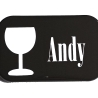 Namensschild Name personalisiert eckig Button Weinglas Wein