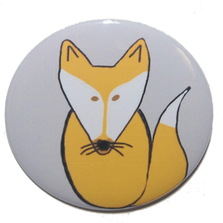 Button 50 mm mit Anstecknadel Motiv Tiere Fuchs Füchse