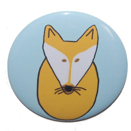 Button 50 mm mit Anstecknadel Motiv Tiere Fuchs Füchse