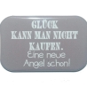 Button Rechteckig groß  Spruch Glück Angler Angel