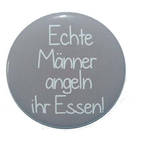 Button 50 mm mit Anstecknadel Spruch Angeln Männer