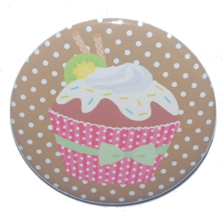 Button 50 mm mit Anstecknadel Motiv Muffin Cupcake