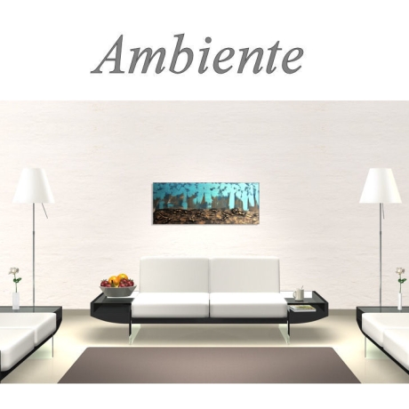 MK1 Art Bild Leinwand Abstrakt Kunst Malerei Acrylbild türkis 3D