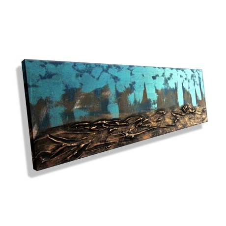 MK1 Art Bild Leinwand Abstrakt Kunst Malerei Acrylbild türkis 3D