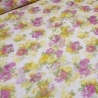 Stoff Stretch Netzstoff Blumenmuster Design weiß gelb pink grün