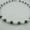 Kette Perlen Jade Weiß / Grün  (639)