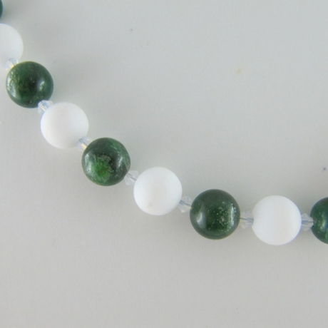Kette Perlen Jade Weiß / Grün  (639)