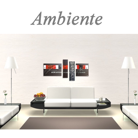 MK1 Art Bild Leinwand Abstrakt Kunst Malerei Acrylbild rot grau