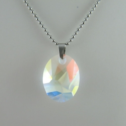 Kette Anhänger Oval Crystal AB (643)