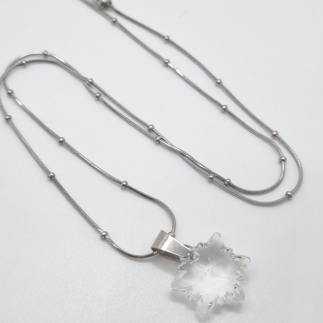 Kette Edelstahl mit Anhänger Edelweiss Crystal (644)