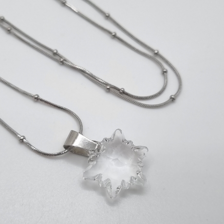 Kette Edelstahl mit Anhänger Edelweiss Crystal (644)