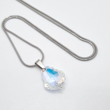 Kette Edelstahl mit Anhänger Barock Crystal AB (644)