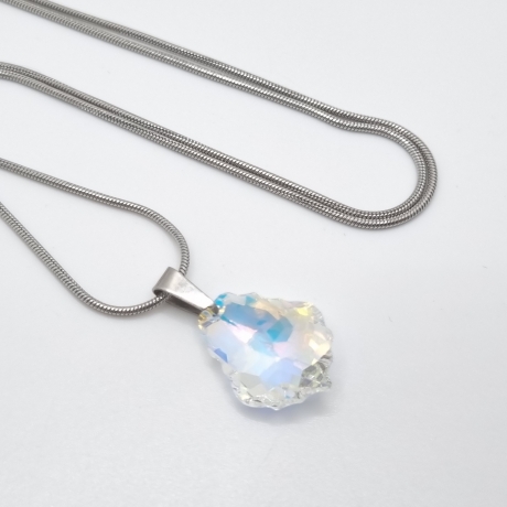 Kette Edelstahl mit Anhänger Barock Crystal AB (644)