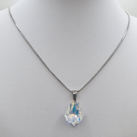 Kette Edelstahl mit Anhänger Barock Crystal AB (644)