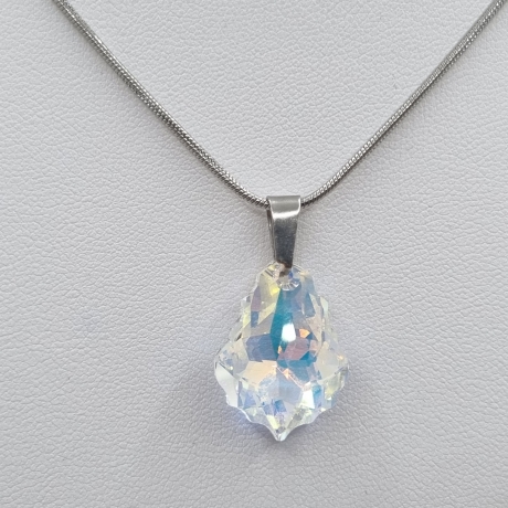 Kette Edelstahl mit Anhänger Barock Crystal AB (644)