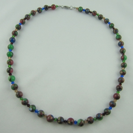 Kette Perlen Quarzit Bunt Perlenkette Bunte Perlen (646)