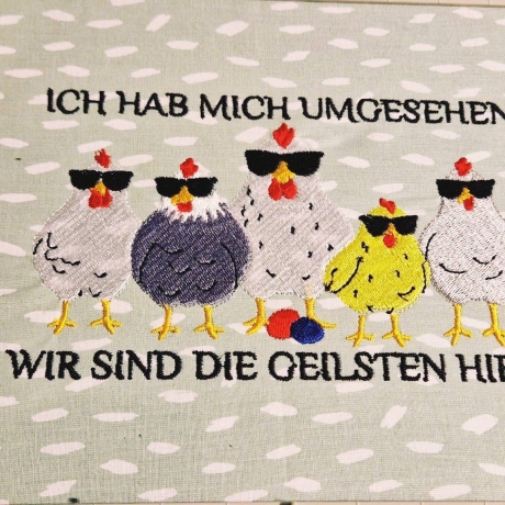 Verrückte Hühner -  Stickdatei bei Michis Textilatelier