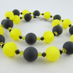 Kette große Perlen Polaris Schwarz Gelb (648)