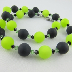 Kette große Perlen Polaris Schwarz Grün (648)