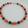 Kette große Perlen Polaris Schwarz Orange (648)