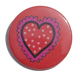 Button 50 mm mit Anstecknadel Motiv Herz Liebe