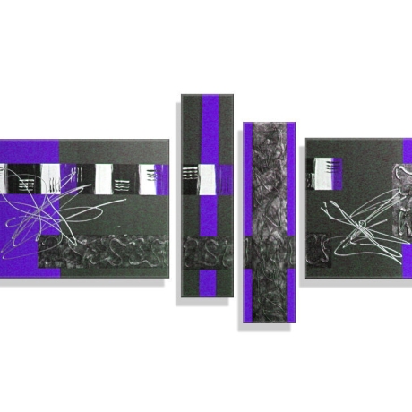 MK1 Art Bild Leinwand Abstrakt Kunst Malerei Acrylbild lila grau