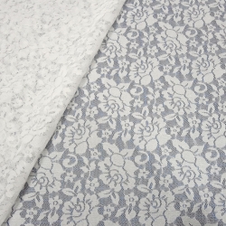 Stoff Stretch Spitzenstoff Blumenmuster off-white ecrú wollweiss
