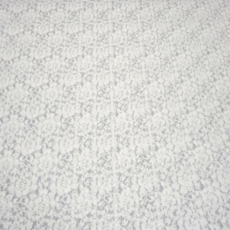 Stoff Stretch Spitzenstoff Blumenmuster off-white ecrú wollweiss