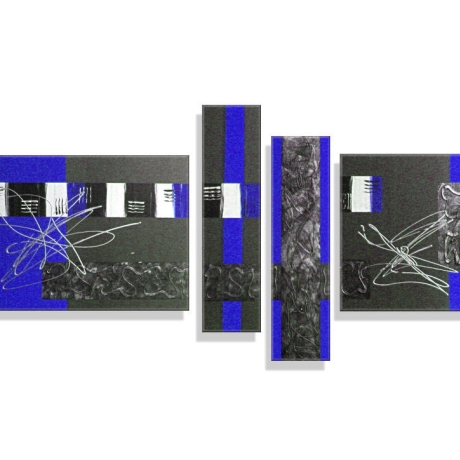 MK1 Art Bild Leinwand Abstrakt Kunst Malerei Acrylbild blau
