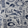 Dekostoff Sea Food Canvas weiß/dunkelblau