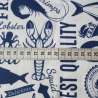 Dekostoff Sea Food Canvas weiß/dunkelblau