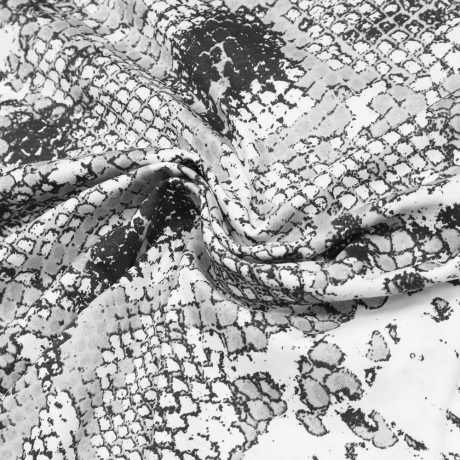 Stoff Baumwolle Glitzer Jersey Schlangenmuster weiß grau silber