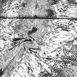 Stoff Baumwolle Glitzer Jersey Schlangenmuster weiß grau silber