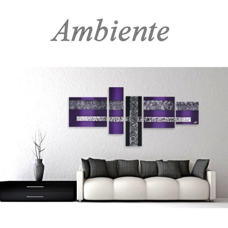 MK1 Art Bild Leinwand Abstrakt Kunst Malerei Acrylbild lila