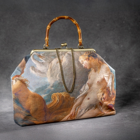 Handgefertigte Stofftasche – Barockmotiv mit Bambusgriff