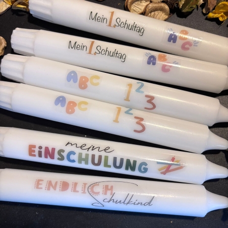 Stabkerze geriffelt Einschulung